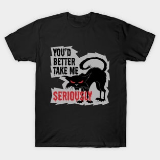 Serious Black Cat T-Shirt